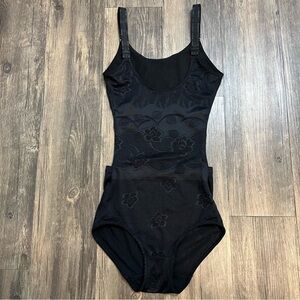 Women’s Black Lace Full Body Shape Wear Bodysuit Adjustable Straps Size S